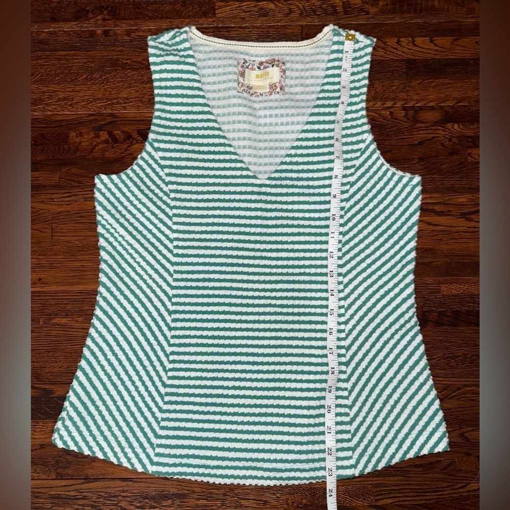 MAEVE Striped Textured Tank in Green and White Size Small - Picture 5 of 7